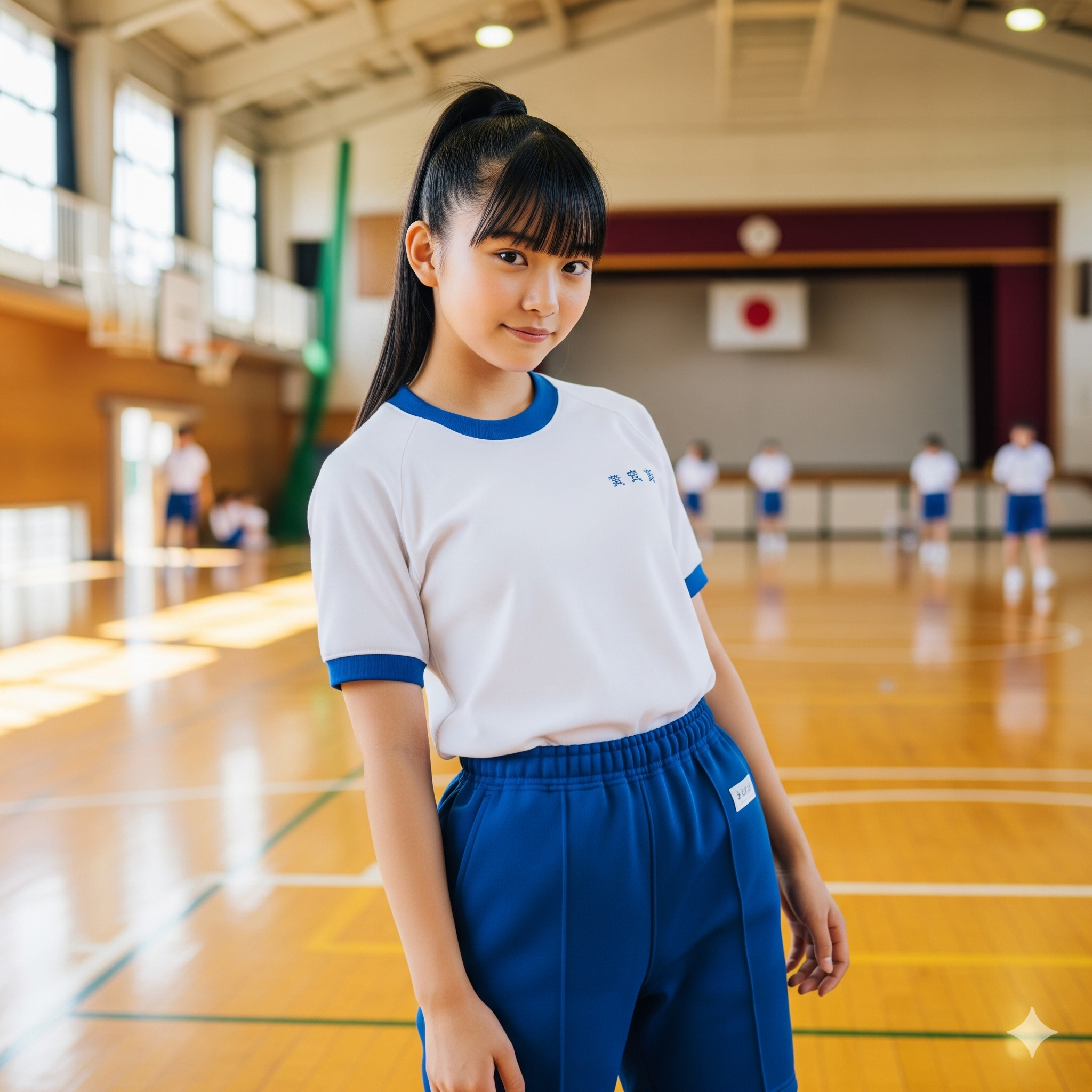 清潔な白い体操服のポートレート写真